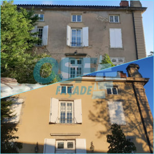 OSF Façade, façadiers experts en ravalement et maçonnerie à Lyon et Villefranche sur Saône . Travaux, enduit, étanchéité, entretien, nettoyage et peinture sur façades neuves et anciennes, finition fausses pierres. Nettoyage de toitures et réparation.