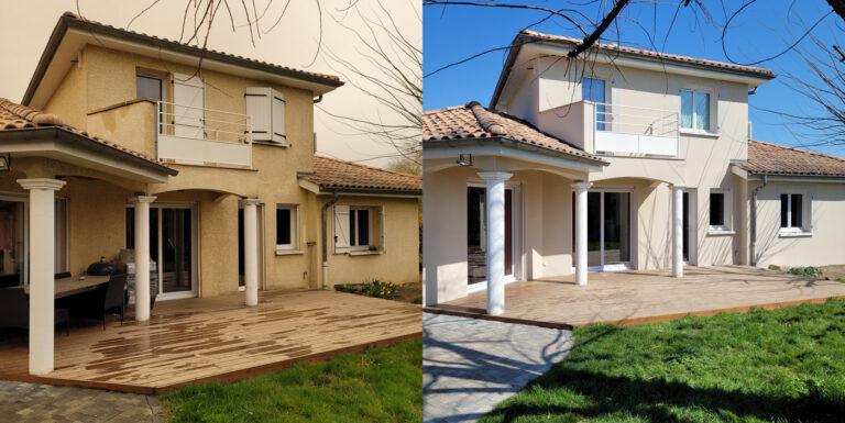 Ravalement et rénovation de façades à Lyon et Villefranche, ouest lyonnais. Façadiers et maçonnerie neuf et ancien, fausses pierres.